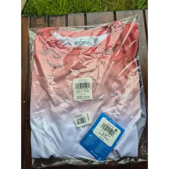 Columbia Women PFG Omni Tidal Tee Red Long Sleeve UPF 50 Small Ombre $50 MSRP - Picture 3 of 5